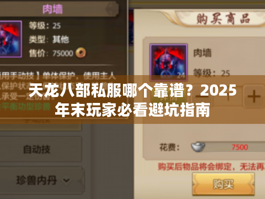 天龙八部私服哪个靠谱?2025年末玩家必看避坑指南 天龙八部私服哪个靠谱?2025年末玩家必看避坑指南