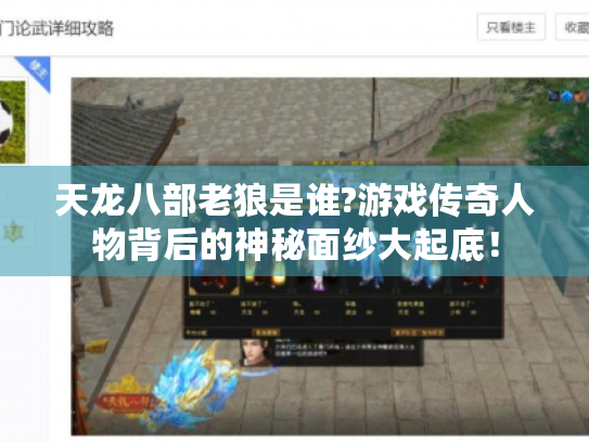 天龙八部老狼是谁?游戏传奇人物背后的神秘面纱大起底! 天龙八部老狼是谁?游戏传奇人物背后的神秘面纱大起底!