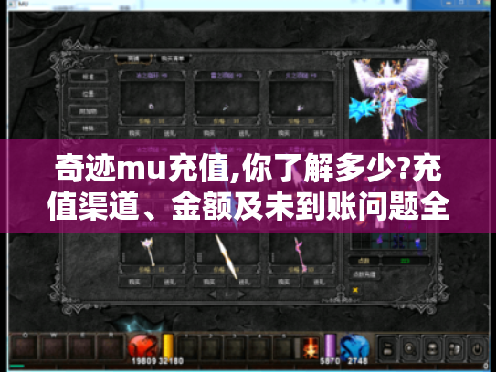 奇迹mu充值,你了解多少?充值渠道、金额及未到账问题全揭秘 奇迹mu充值,你了解多少?充值渠道、金额及未到账问题全揭秘