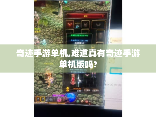 奇迹手游单机,难道真有奇迹手游单机版吗? 奇迹手游单机,难道真有奇迹手游单机版吗?