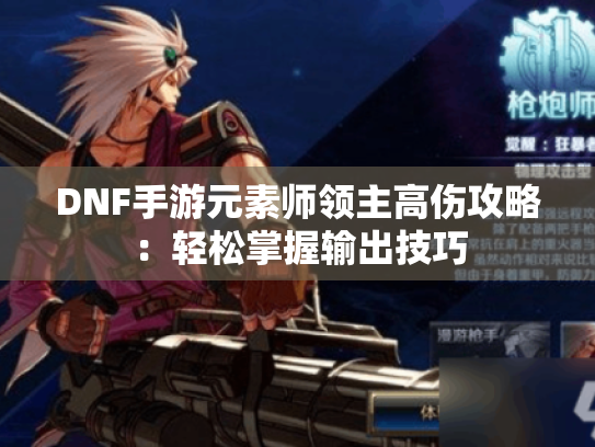 DNF手游元素师领主高伤攻略：轻松掌握输出技巧