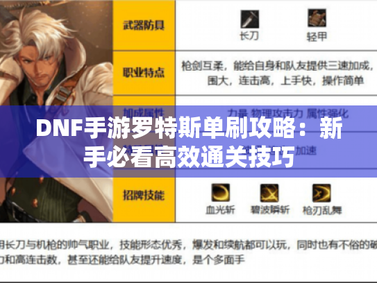 DNF手游罗特斯单刷攻略:新手必看高效通关技巧 DNF手游罗特斯单刷攻略:新手必看高效通关技巧