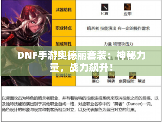 DNF手游奥德丽套装:神秘力量,战力飙升! DNF手游奥德丽套装:神秘力量,战力飙升!