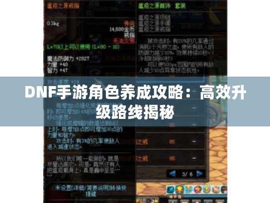 DNF手游角色养成攻略:高效升级路线揭秘 DNF手游角色养成攻略:高效升级路线揭秘