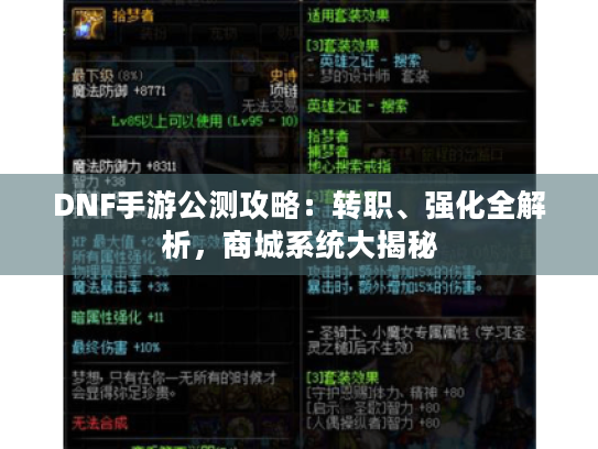 DNF手游公测攻略:转职、强化全解析,商城系统大揭秘 DNF手游公测攻略:转职、强化全解析,商城系统大揭秘