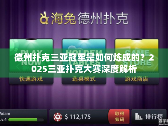 德州扑克三亚冠军是如何炼成的?2025三亚扑克大赛深度解析 德州扑克三亚冠军是如何炼成的?2025三亚扑克大赛深度解析
