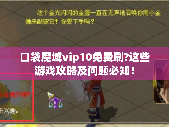 口袋魔域vip10免费刷?这些游戏攻略及问题必知! 口袋魔域vip10免费刷?这些游戏攻略及问题必知!