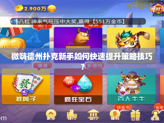 微嗨德州扑克新手如何快速提升策略技巧? 微嗨德州扑克新手如何快速提升策略技巧?