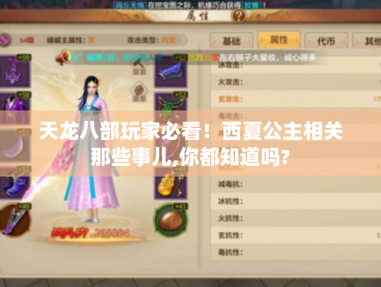 天龙八部玩家必看!西夏公主相关那些事儿,你都知道吗? 天龙八部玩家必看!西夏公主相关那些事儿,你都知道吗?