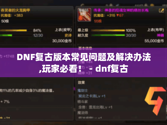 DNF复古版本常见问题及解决办法,玩家必看! - dnf复古 DNF复古版本常见问题及解决办法,玩家必看! - dnf复古