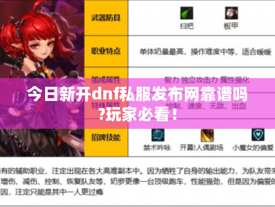 今日新开dnf私服发布网靠谱吗?玩家必看! 今日新开dnf私服发布网靠谱吗?玩家必看!