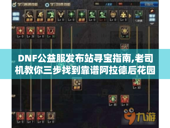 DNF公益服发布站寻宝指南,老司机教你三步找到靠谱阿拉德后花园