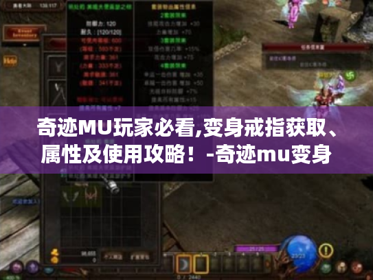 奇迹MU玩家必看,变身戒指获取、属性及使用攻略!-奇迹mu变身 奇迹MU玩家必看,变身戒指获取、属性及使用攻略!-奇迹mu变身