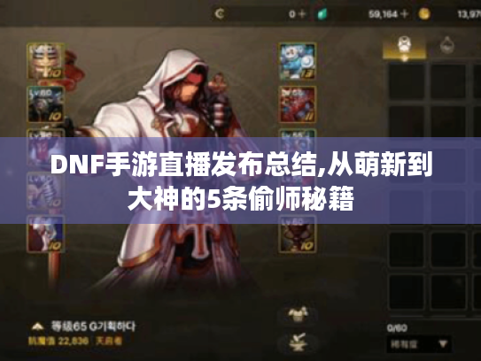 DNF手游直播发布总结,从萌新到大神的5条偷师秘籍 DNF手游直播发布总结,从萌新到大神的5条偷师秘籍