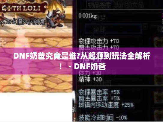 DNF奶爸究竟是谁?从起源到玩法全解析! - DNF奶爸 DNF奶爸究竟是谁?从起源到玩法全解析! - DNF奶爸