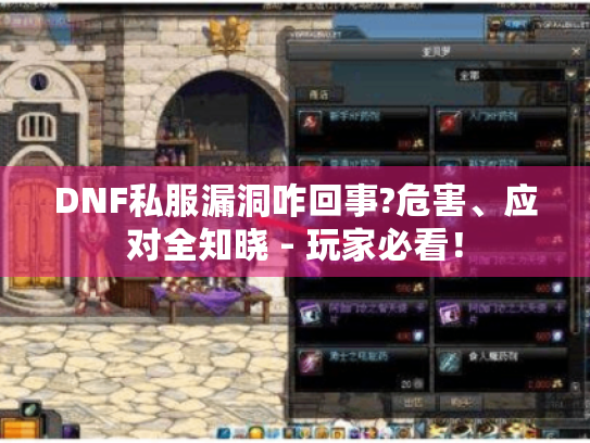 DNF私服漏洞咋回事?危害、应对全知晓 - 玩家必看! DNF私服漏洞咋回事?危害、应对全知晓 - 玩家必看!