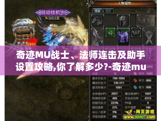 奇迹MU战士、法师连击及助手设置攻略,你了解多少?-奇迹mu 奇迹MU战士、法师连击及助手设置攻略,你了解多少?-奇迹mu