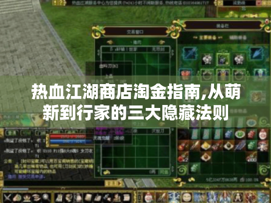 热血江湖商店淘金指南,从萌新到行家的三大隐藏法则 热血江湖商店淘金指南,从萌新到行家的三大隐藏法则