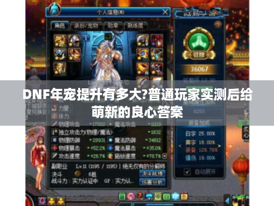 DNF年宠提升有多大?普通玩家实测后给萌新的良心答案 DNF年宠提升有多大?普通玩家实测后给萌新的良心答案