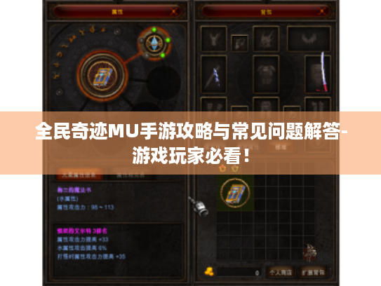 全民奇迹MU手游攻略与常见问题解答-游戏玩家必看! 全民奇迹MU手游攻略与常见问题解答-游戏玩家必看!