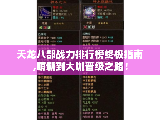 天龙八部战力排行榜终极指南,萌新到大咖晋级之路! 天龙八部战力排行榜终极指南,萌新到大咖晋级之路!