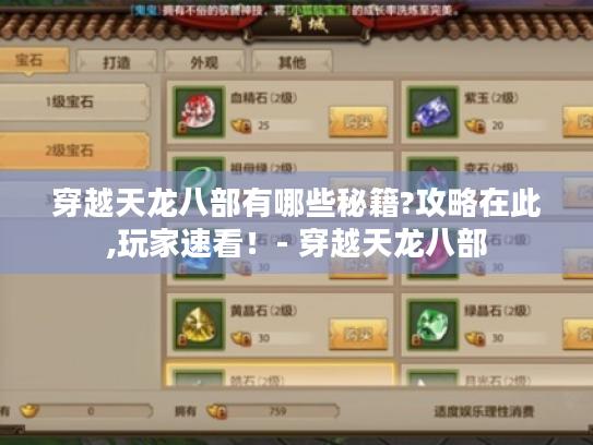 穿越天龙八部有哪些秘籍?攻略在此,玩家速看!- 穿越天龙八部 穿越天龙八部有哪些秘籍?攻略在此,玩家速看!- 穿越天龙八部