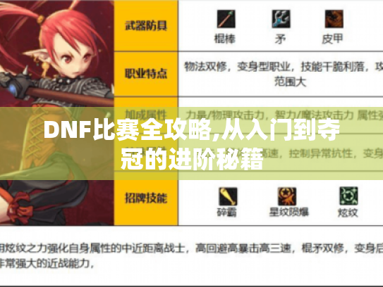 DNF比赛全攻略,从入门到夺冠的进阶秘籍 DNF比赛全攻略,从入门到夺冠的进阶秘籍