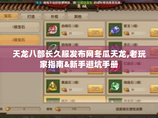 天龙八部长久服发布网冬瓜天龙,老玩家指南&新手避坑手册 天龙八部长久服发布网冬瓜天龙,老玩家指南&新手避坑手册