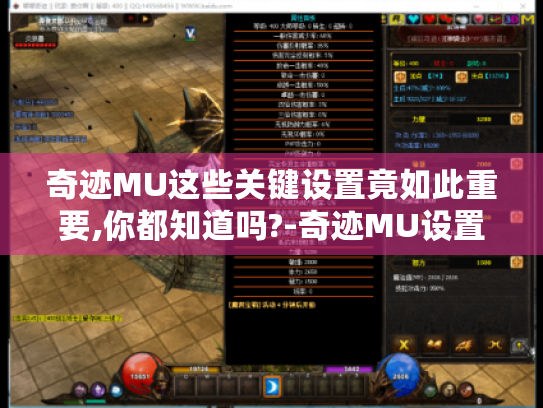 奇迹MU这些关键设置竟如此重要,你都知道吗?-奇迹MU设置