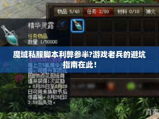 魔域私服脚本利弊参半?游戏老兵的避坑指南在此! 魔域私服脚本利弊参半?游戏老兵的避坑指南在此!