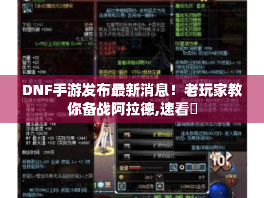 DNF手游发布最新消息!老玩家教你备战阿拉德,速看⚡ DNF手游发布最新消息!老玩家教你备战阿拉德,速看⚡