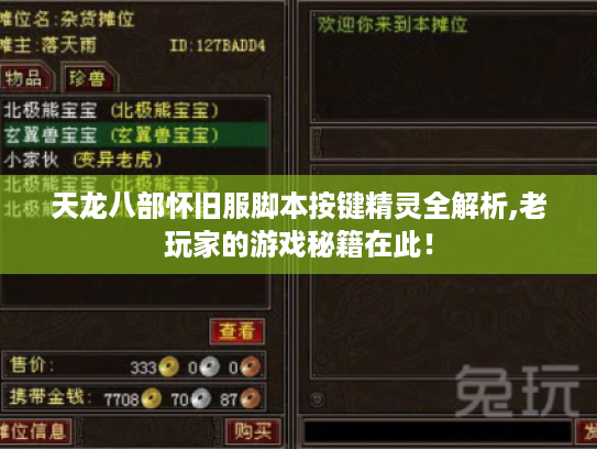 天龙八部怀旧服脚本按键精灵全解析,老玩家的游戏秘籍在此！