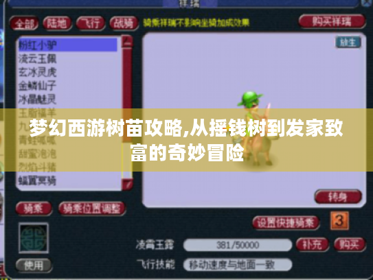梦幻西游树苗攻略,从摇钱树到发家致富的奇妙冒险