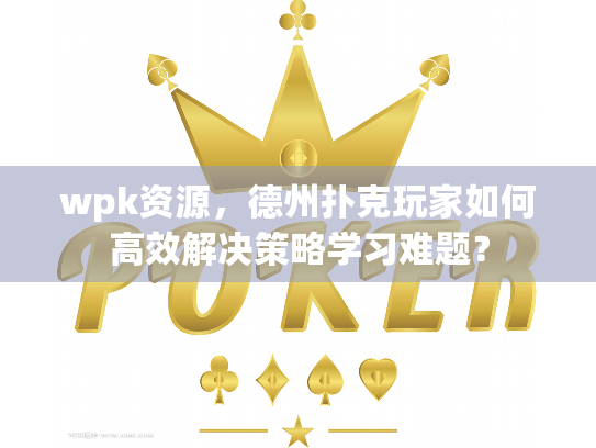 wpk资源,德州扑克玩家如何高效解决策略学习难题? wpk资源,德州扑克玩家如何高效解决策略学习难题?