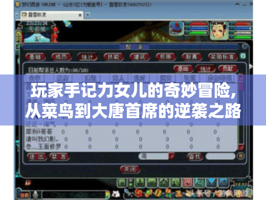 玩家手记力女儿的奇妙冒险,从菜鸟到大唐首席的逆袭之路 玩家手记力女儿的奇妙冒险,从菜鸟到大唐首席的逆袭之路