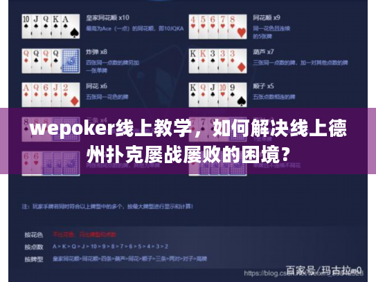 wepoker线上教学,如何解决线上德州扑克屡战屡败的困境? wepoker线上教学,如何解决线上德州扑克屡战屡败的困境?