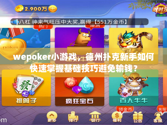 wepoker小游戏，德州扑克新手如何快速掌握基础技巧避免输钱？