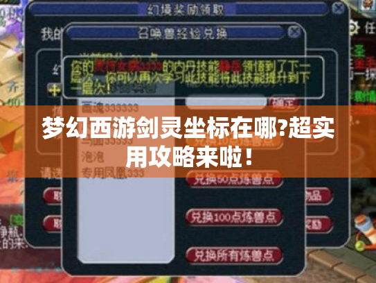 梦幻西游剑灵坐标在哪?超实用攻略来啦! 梦幻西游剑灵坐标在哪?超实用攻略来啦!