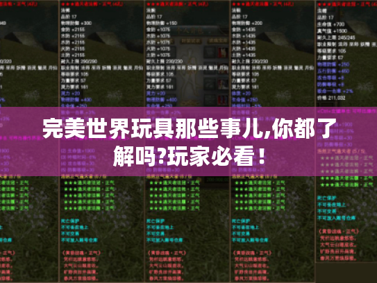 完美世界玩具那些事儿,你都了解吗?玩家必看! 完美世界玩具那些事儿,你都了解吗?玩家必看!