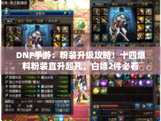 DNF手游:粉装升级攻略!十四爆料粉装直升超凡,白嫖2件必看 DNF手游:粉装升级攻略!十四爆料粉装直升超凡,白嫖2件必看