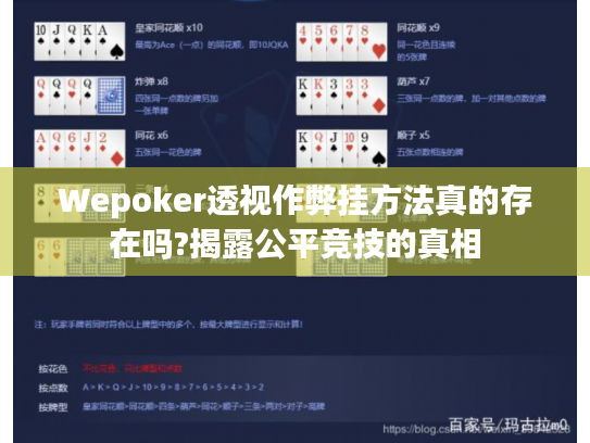 Wepoker透视作弊挂方法真的存在吗?揭露公平竞技的真相 Wepoker透视作弊挂方法真的存在吗?揭露公平竞技的真相