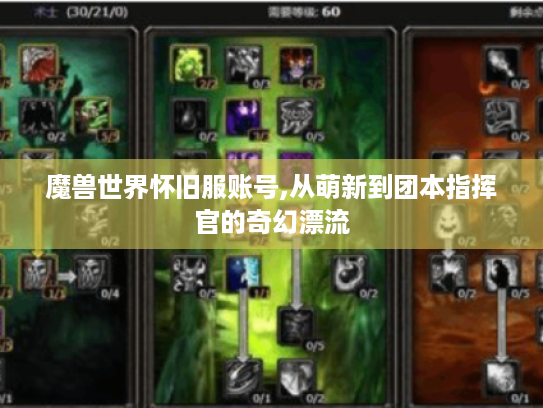 魔兽世界怀旧服账号,从萌新到团本指挥官的奇幻漂流 魔兽世界怀旧服账号,从萌新到团本指挥官的奇幻漂流