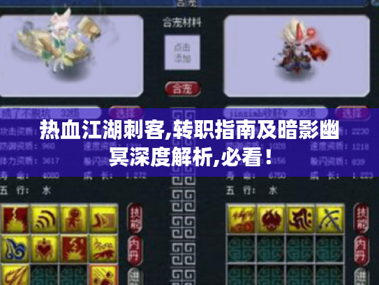 热血江湖刺客,转职指南及暗影幽冥深度解析,必看! 热血江湖刺客,转职指南及暗影幽冥深度解析,必看!