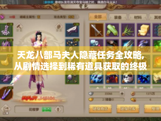 天龙八部马夫人隐藏任务全攻略,从剧情选择到稀有道具获取的终极指南 天龙八部马夫人隐藏任务全攻略,从剧情选择到稀有道具获取的终极指南