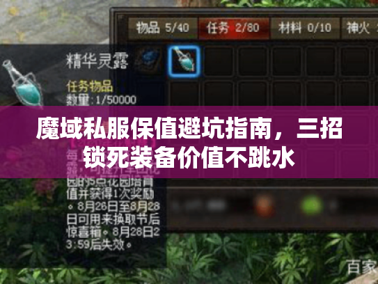 魔域私服保值避坑指南,三招锁死装备价值不跳水 魔域私服保值避坑指南,三招锁死装备价值不跳水