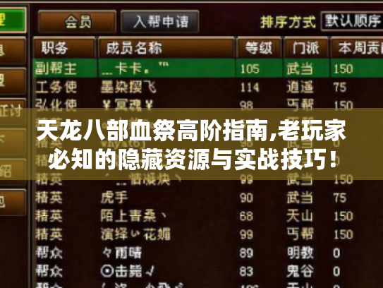 天龙八部血祭高阶指南,老玩家必知的隐藏资源与实战技巧! 天龙八部血祭高阶指南,老玩家必知的隐藏资源与实战技巧!