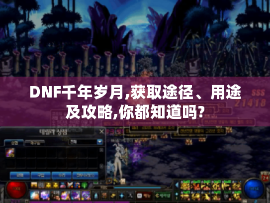 DNF千年岁月,获取途径、用途及攻略,你都知道吗?