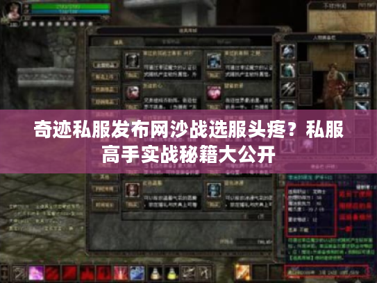 奇迹私服发布网沙战选服头疼?私服高手实战秘籍大公开 奇迹私服发布网沙战选服头疼?私服高手实战秘籍大公开