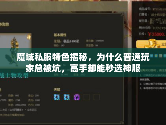 魔域私服特色揭秘,为什么普通玩家总被坑,高手却能秒选神服 魔域私服特色揭秘,为什么普通玩家总被坑,高手却能秒选神服