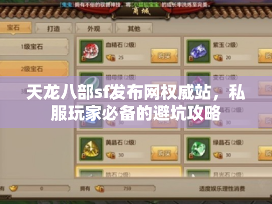 天龙八部sf发布网权威站，私服玩家必备的避坑攻略